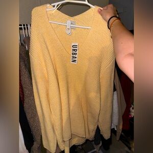 Urban Outfitters V-Neck Sweater in Soft Yellow